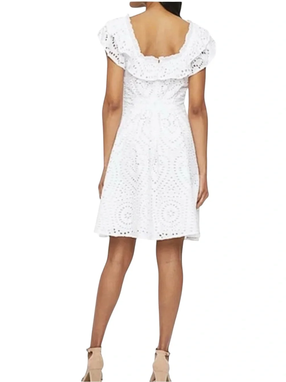 NWT White Eyelet Dress Sz 1X Ruffle Feminine Romantic Vacation Bride
